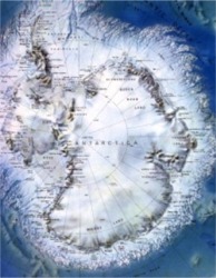 Carte de l'Antarctique dresse au cours de l'anne gophysique 1958 par sondage sismique.