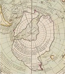 Carte de l'antarctique 
dresse par le cartographe franais 
Philippe Buache en 1739