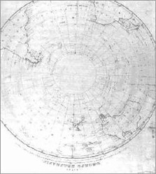 Carte de l'antarctique 
dresse par les russes au dbut du 19me sicle. 
L'Antarctique n'y est pas reprsent 
car il tait inconnu  l'poque.